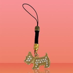 Scottie Dog Puppy made with Swarovski Crystal Gold Tone Charm Bag/Phone